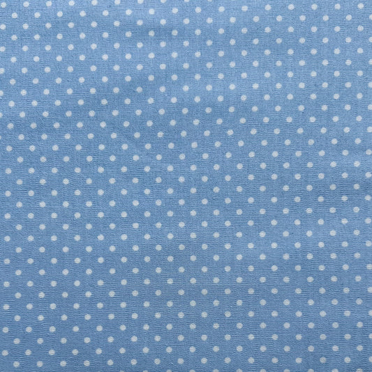 Tissu en coton BLEU CLAIR à POIS blancs de 2 mm, largeur 140 cm, tissu à pois