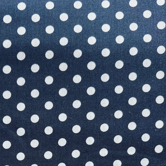 Tissu en coton BLEU FONCÉ à POIS blancs de 7 mm, 140 cm de large, tissu à pois
