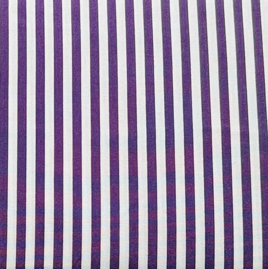 Tissu en coton VIOLET avec des RAYURES blanches de 5 mm, 140 cm de large, tissu rayé