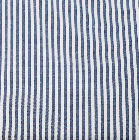 Baumwollstoff DUNKELBLAU mit weißen 3 mm STREIFEN, 140 cm breit, Streifenstoff