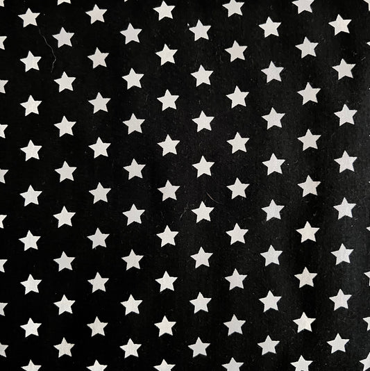 Tissu en coton NOIR avec ÉTOILES BLANCHES 10 mm, 140 cm de large, tissu étoiles
