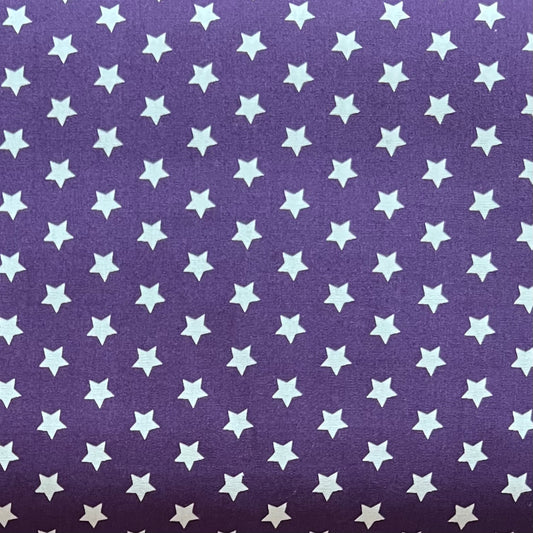 Tissu en coton VIOLET avec ÉTOILES BLANCHES 10 mm, 140 cm de large, tissu étoiles