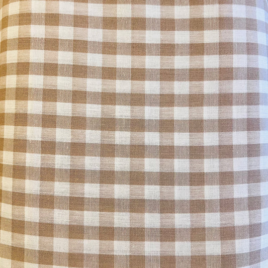 Baumwollstoff BEIGE mit weißen 10 mm KAROS, 140 cm breit, Vichy Karo Karostoff Kariert