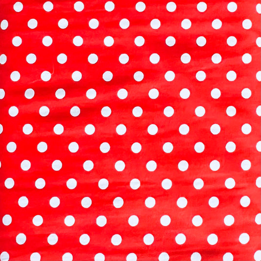 Tissu en coton ORANGE à POIS blancs de 7 mm, largeur 140 cm, tissu à pois