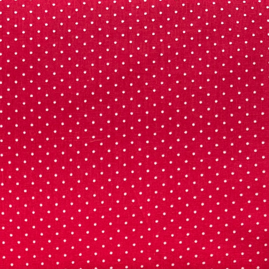 Tissu en coton ROUGE à POIS blancs de 2 mm, largeur 140 cm, tissu à pois