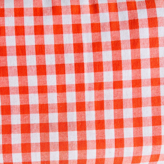 Baumwollstoff ORANGE mit weißen 10 mm KAROS, 140 cm breit, Vichy Karo Karostoff Kariert