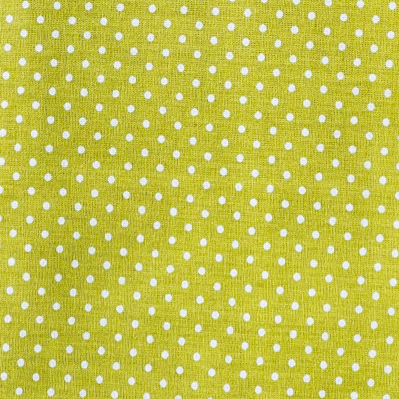 Tissu en coton VERT CITRON à POIS blancs de 2 mm, largeur 140 cm, tissu à pois
