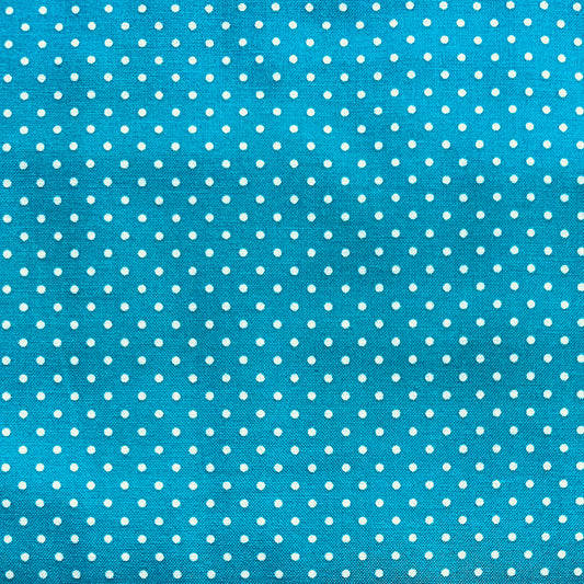 Tissu en coton PETROL à pois blancs de 2 mm, largeur 140 cm, tissu à pois