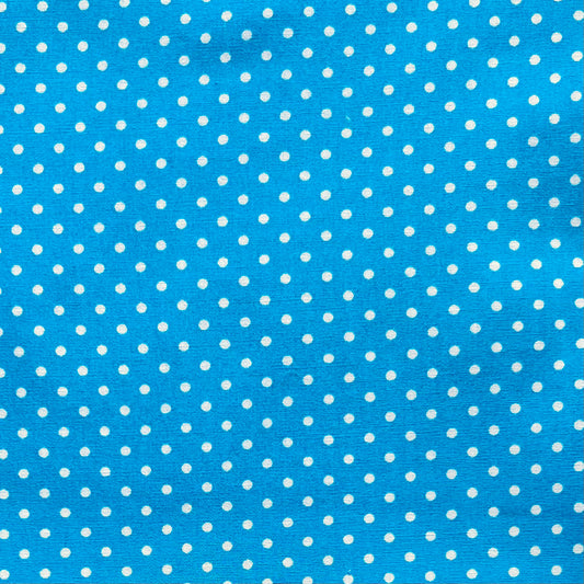 Tissu en coton TURQUOISE à POIS blancs de 2 mm, largeur 140 cm, tissu à pois