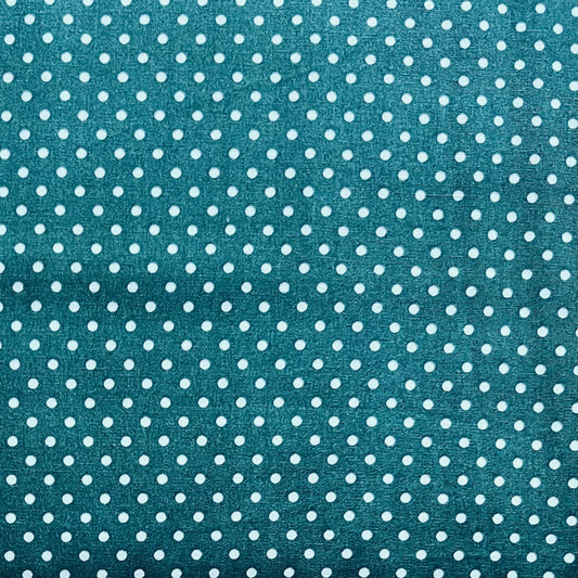 Tissu en coton VERT FONCÉ à POIS blancs de 2 mm, largeur 140 cm, tissu à pois