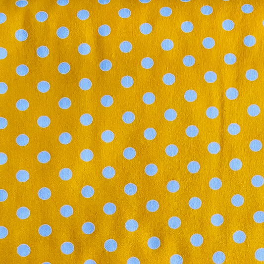 Tissu en coton JAUNE à POIS blancs de 7 mm, largeur 140 cm, tissu à pois
