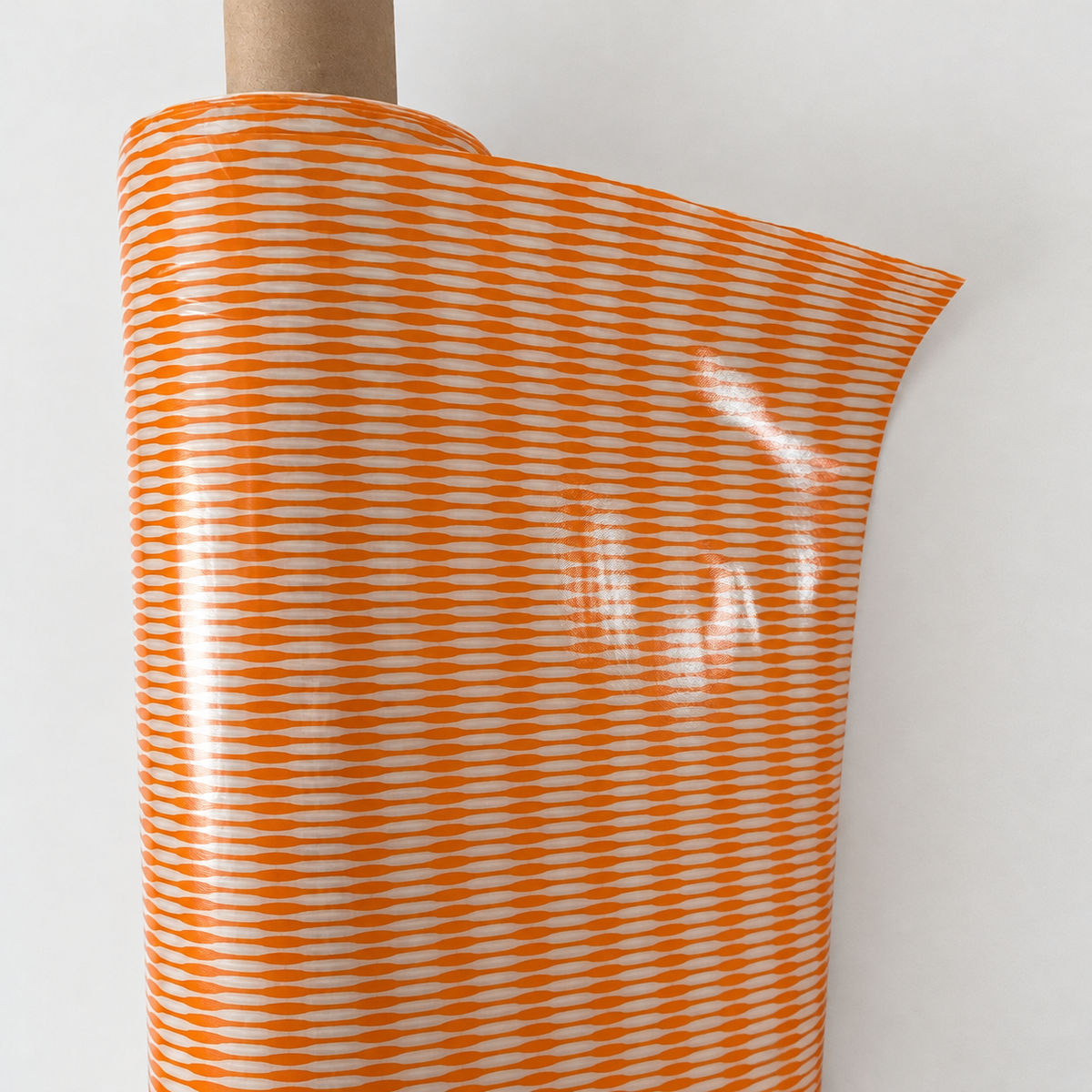 AU MAISON Wachstuch Groove Orange verspielte Rillen in Orange und Offwhite, beschichtete Baumwolle