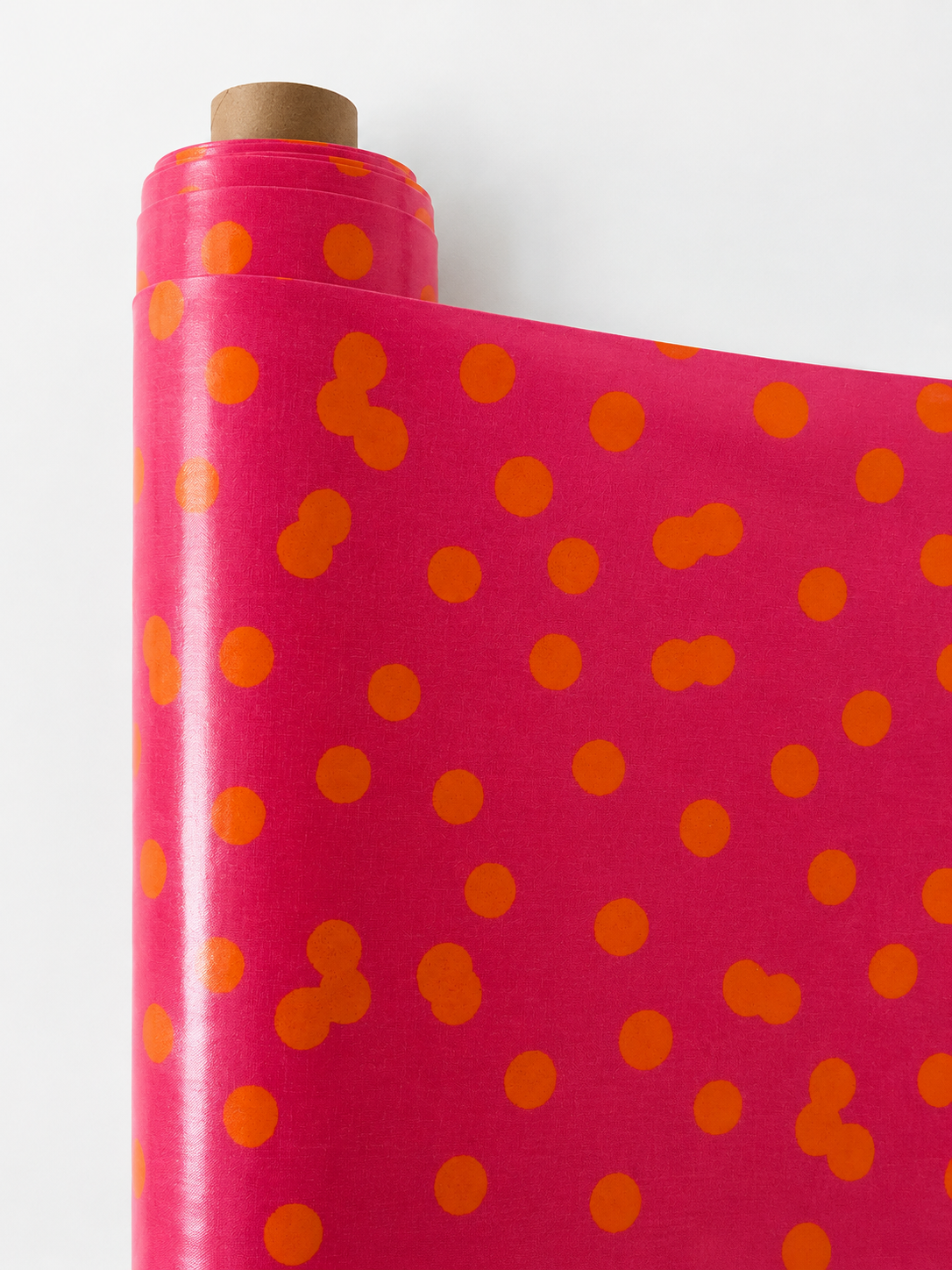 AU MAISON Wachstuch Bobbi Pink Orange verspielte Punkte, beschichtete Baumwolle