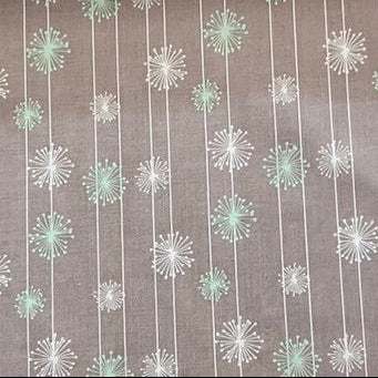 Riley Blake Baumwollstoff GOOD NATURED DANDELION grey - Pusteblumen in Mint & Creme auf Hellgrau