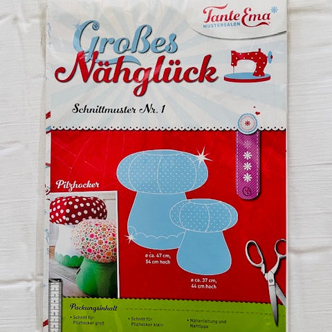 Tante Ema Schnittmuster - Großes Nähglück Nr. 1: Pilzhocker in 2 Größen - Nähanleitung Papier Schnittmuster