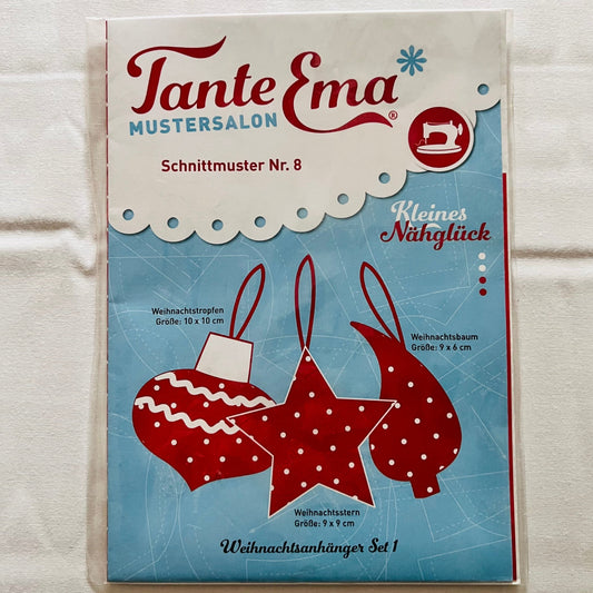 Tante Ema Schnittmuster - Kleines Nähglück Nr. 8: Weihnachtsanhänger Set 1 Tropfen, Stern, Baum