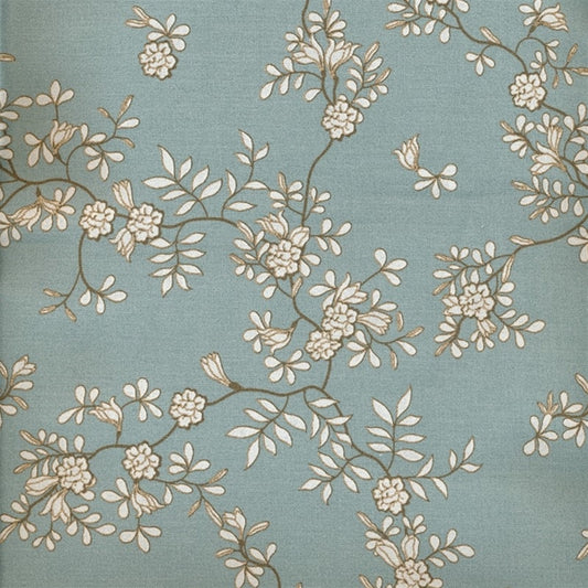 AU MAISON Wachstuch Nora Ice Green Blumen geblümt in Grünblau, beschichtete Baumwolle
