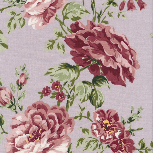 AU Maison Baumwollstoff Sophia Dusty Violet Blumenstoff große Blumen in Altrosa Altgrün Violett Lila