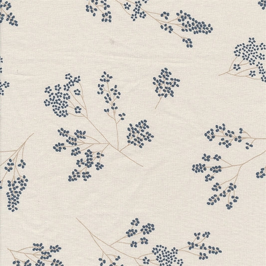 Au Maison Baumwollstoff Alberte Midnight Blue Blumenstoff Blau Dunkelblau Senfgelb