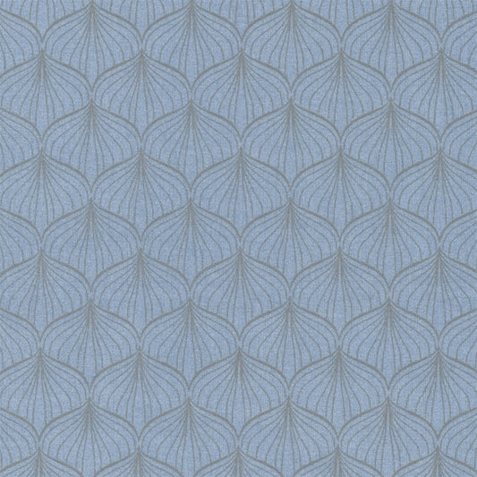 AU MAISON Baumwollstoff Alli Dusty Blue Latte Zwiebel Blüten Grafikmuster in Rauchblau Beige