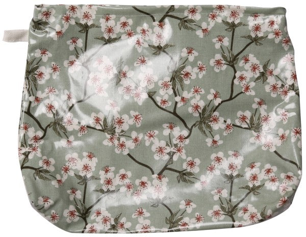AU MAISON Wachstuch Amalie Verte Pastellgrün salbeigrün Kirschblüten, beschichtete Baumwolle