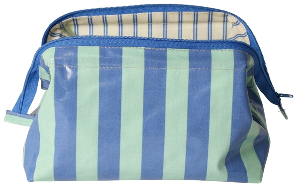 AU MAISON Wachstuch Band Blue 2cm breite Streifen Blau Türkis, beschichtete Baumwolle