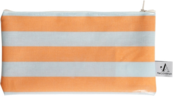AU MAISON Wachstuch Band Blue Orange 2cm breite Streifen in Hellblau Orange, beschichtete Baumwolle