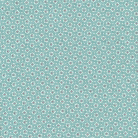 AU MAISON Wachstuch Belle Fleur Aqua Sky Blümchen hellblau türkis, beschichtete Baumwolle