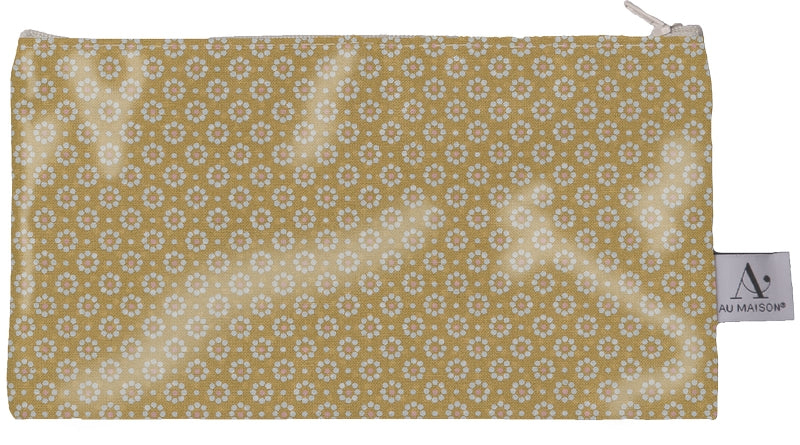 AU MAISON Wachstuch Belle Fleur Mustard Blümchen senfgelb, beschichtete Baumwolle