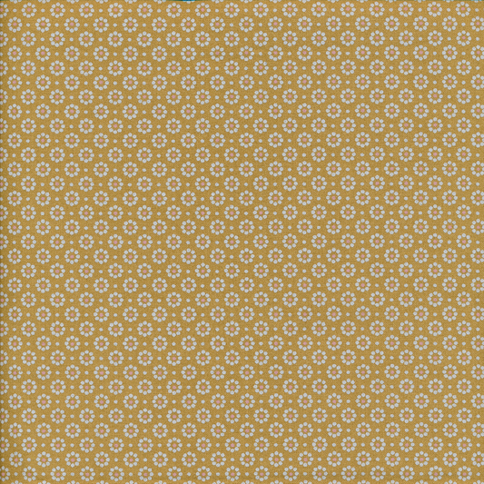 AU MAISON Wachstuch Belle Fleur Mustard Blümchen senfgelb, beschichtete Baumwolle