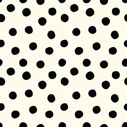 Birch Fabrics Biobaumwolle POP DOTS BLACK Popeline Große Punkte in Schwarz auf Cremeweiß