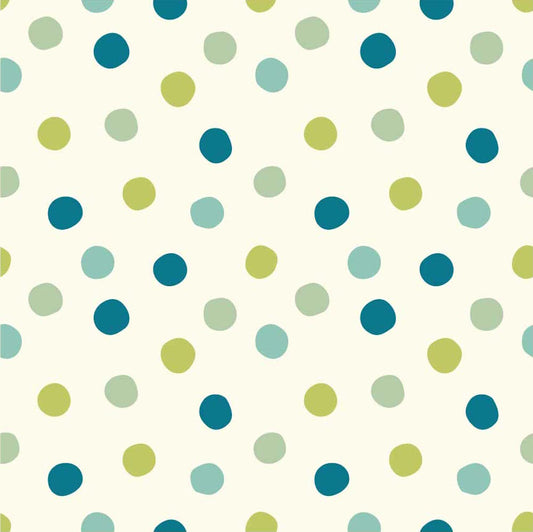 Birch Fabrics Biobaumwolle POP DOTS BOY Popeline Große Punkte in Blau Petrol Mint Grün