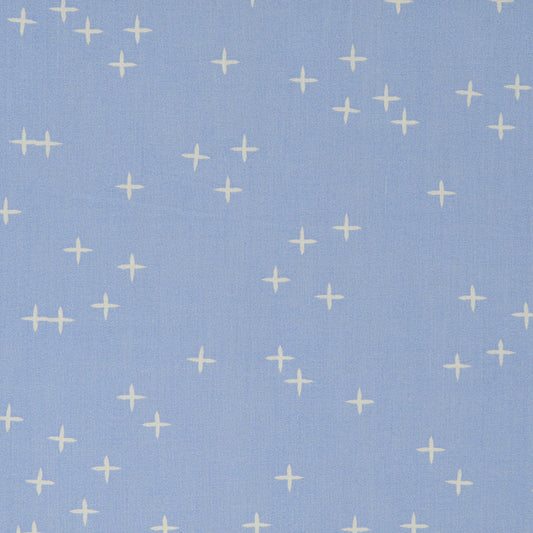 Birch Fabrics Biobaumwolle Mod Basic 3 WINK POWDER Sterne Pluszeichen Zartes Hellblau