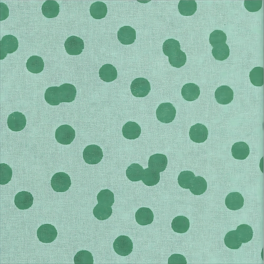 AU MAISON Wachstuch Bobbi Green verspielte Punkte in Grün, beschichtete Baumwolle