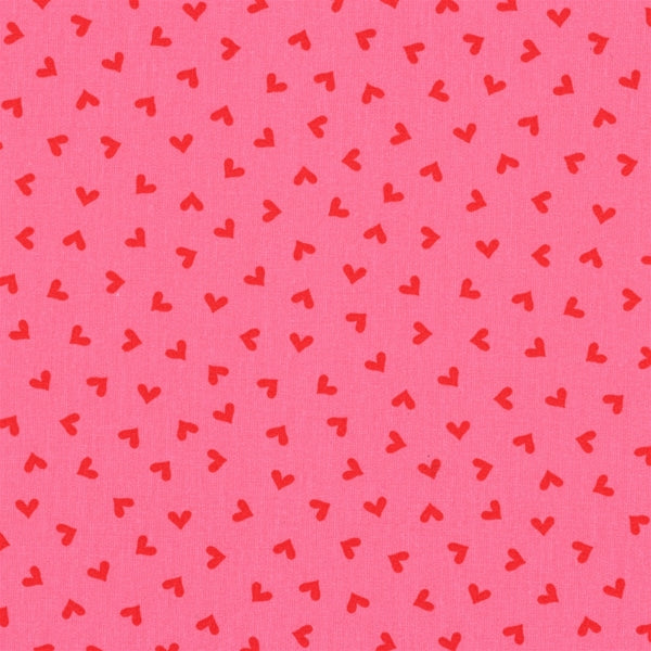 AU MAISON Wachstuch Hearts Fuchsia in Pink mit roten Herzen, beschichtete Baumwolle