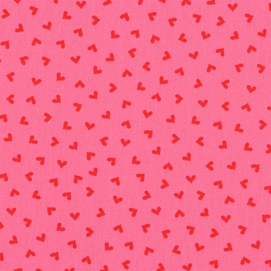 AU MAISON Wachstuch Hearts Fuchsia in Pink mit roten Herzen, beschichtete Baumwolle