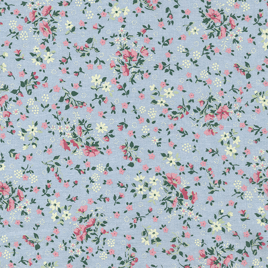AU MAISON Wachstuch Drops Loving Liberty French Blue Blümchen hellblau, beschichtete Baumwolle