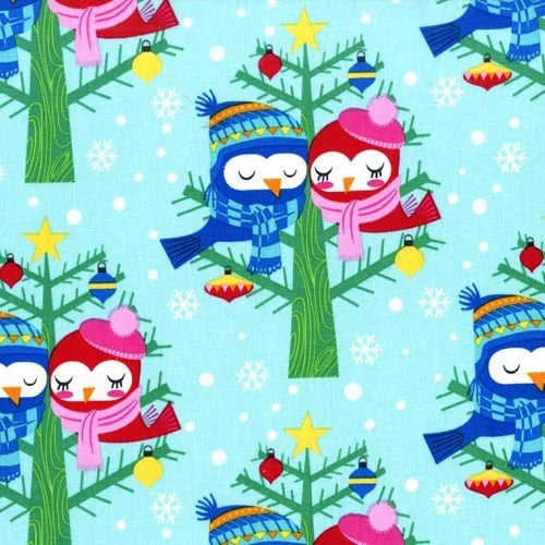 Michael Miller Baumwollstoff CHRISTMAS LOVEBIRDS in Aqua – Romantische Vögel im Winterdesign Weihnachtsstoff