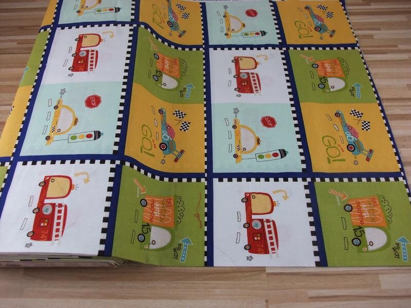 Riley Blake cotton fabric ON OUR WAY CARS – Colorful vehicle world in squares Car fabric Vehicle fabric