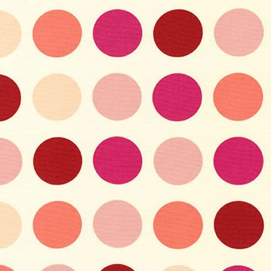 Robert Kaufman Canvas Baumwollstoff SEVENBERRY  DOT 150 cm breit  – Punkte Tupfen in Fuchsia Rosa auf naturfarbenem Hintergrund