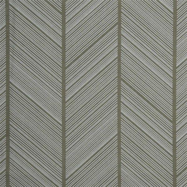 AU MAISON Toile cirée Spike Evergreen Feuilles vert foncé Rayures graphiques, coton enduit