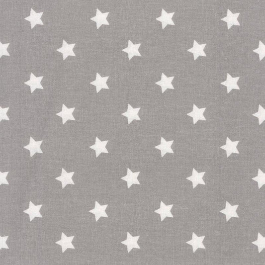 Au Maison Baumwollstoff Star Big Grey Eierschalenweiße Sterne auf Grau Sternenstoff