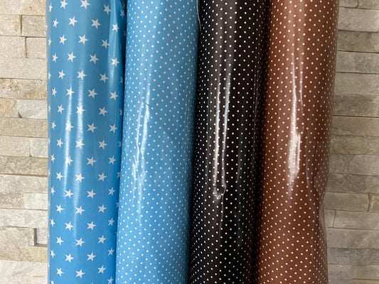Beschichtete Baumwolle Laminatstoff Pünktchen Punkte Tupfen in Beige von Swafing