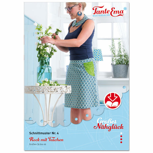 Tante Ema Schnittmuster - Großes Nähglück Nr. 4: Rock mit Taschen für Gr. 34 - 46