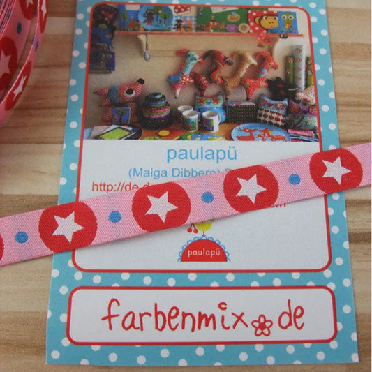 Webband STARDOTZZ Rosa Sterne Punkte von Farbenmix Paulapü