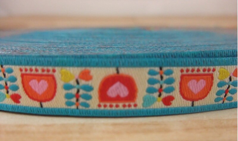 Ribbon SWEET TULIPS by Farbenmix Design Jolijou 12 mm tulip motif